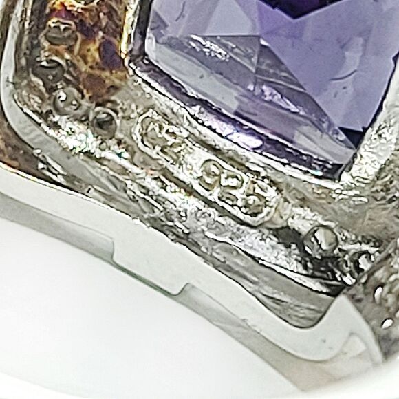 Cushion Cut Tanzanite Split Shank & Split Gallery Statement Ring | Size 8 - Picture 14 of 15